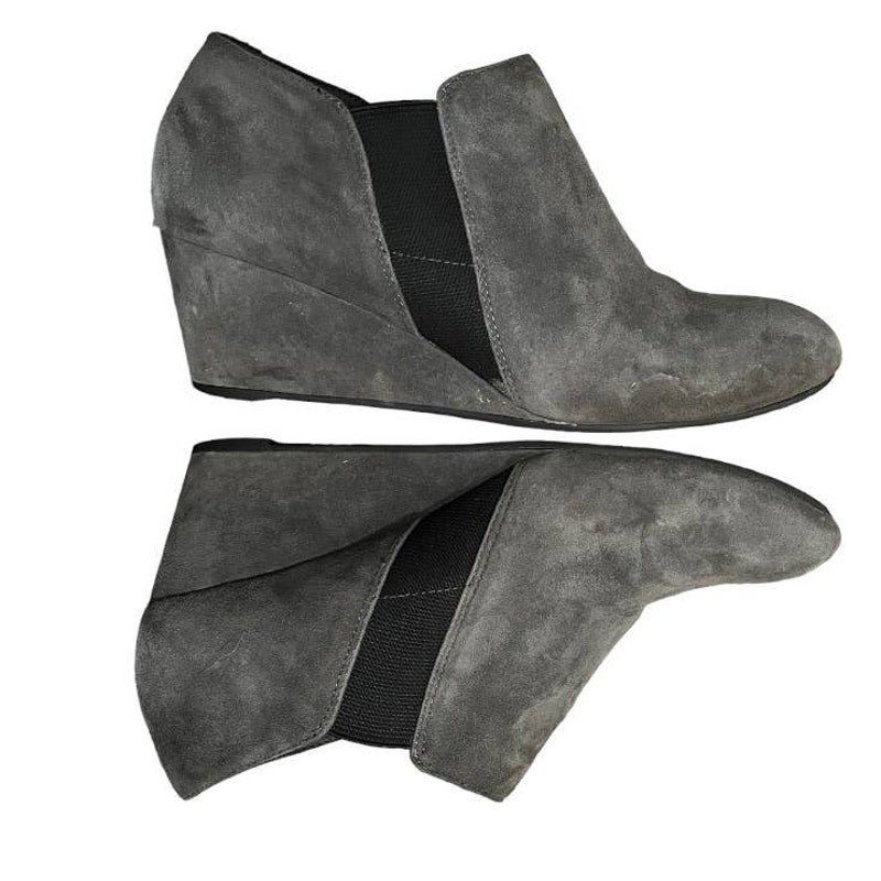 Vionic Womens Stanton Suede Wedge Booties Slate Gray Size 8