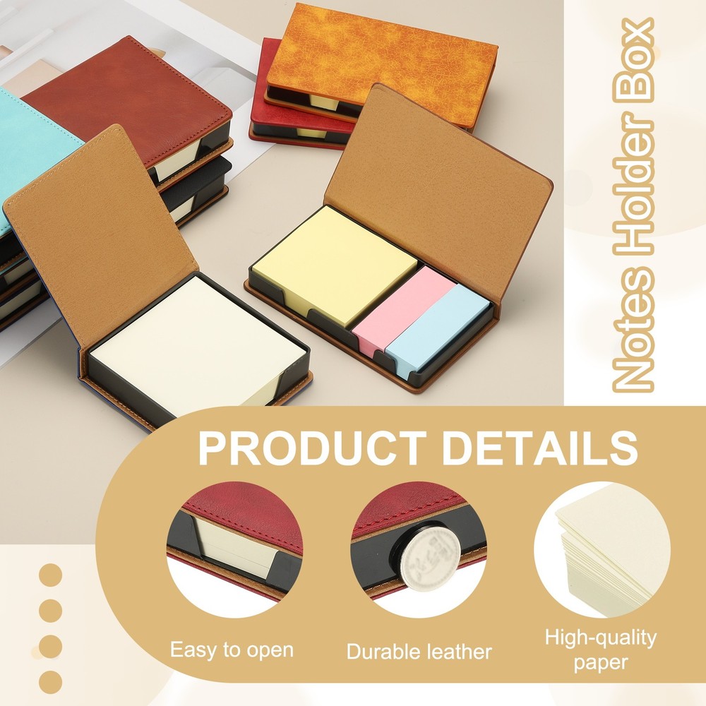 140 Sheets Leather Sticky Notes Holder, 10in Post Notes Holder Box, Green