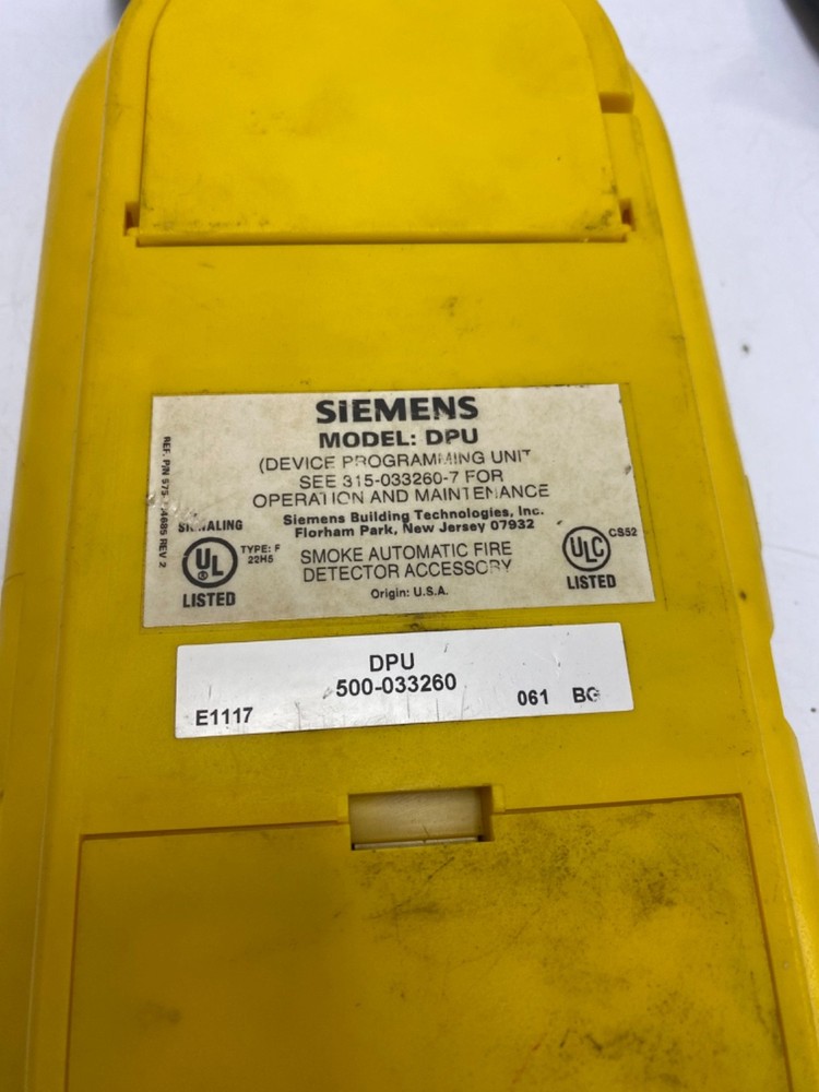 SIEMENS DPU 500-033260 DEVICE PROGRAMMING UNIT SMOKE AUTOMATIC FIRE DETECTOR