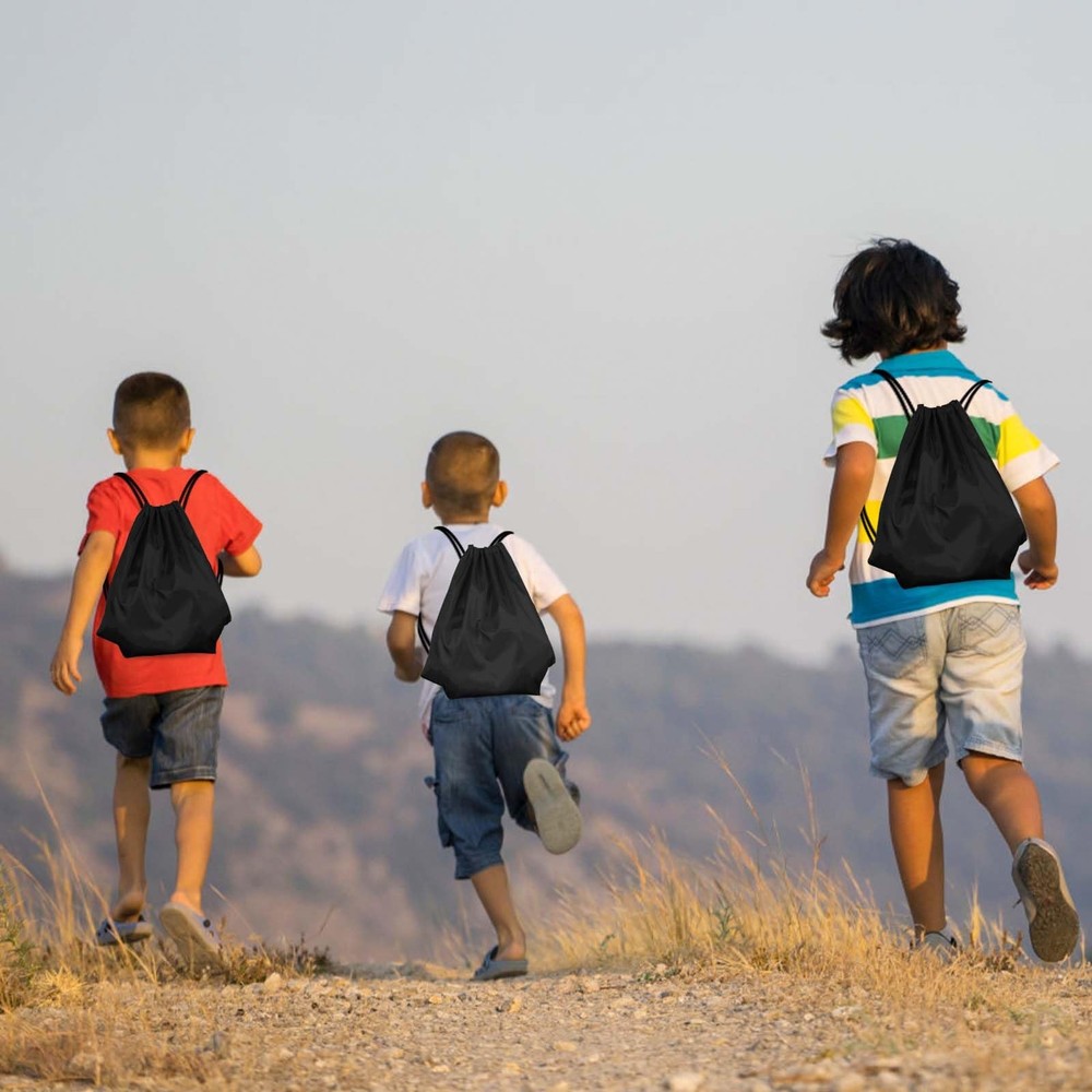 PLULON 2Pcs Drawstring Bags Bulk Black Backpack Standard,