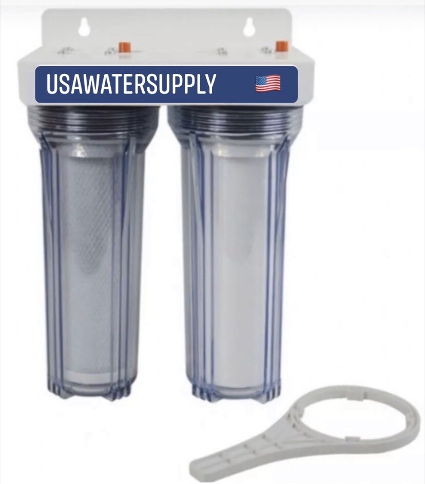 2 Stage10" Whole House Water Filter Sediment Carbon Filter /RVS/Well/Pool/Boiler