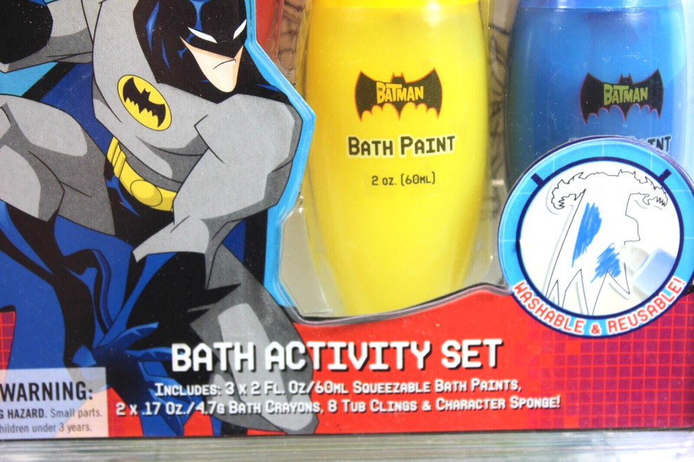 BATMAN DC Comics BATH ACTIVITY SET - Washable & Reusable - FACTORY SEALED PKG.