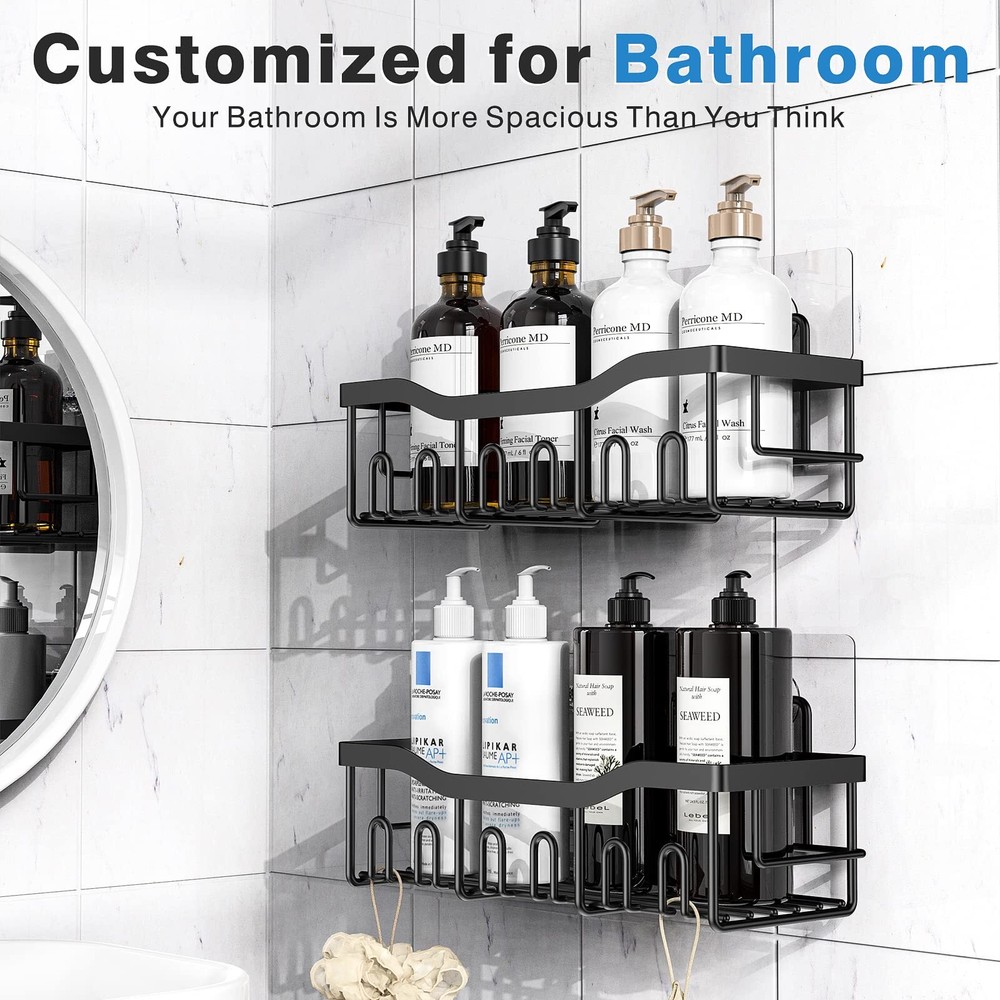 Adhesive Rustproof Shower Caddy Set Large Capacity Organizer Bathroom Storage