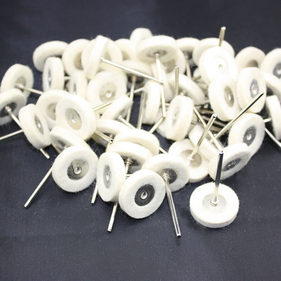 100 Pcs Dental Polishing Buffing Wheels Rotary Tools Wool Material Brushes Burs