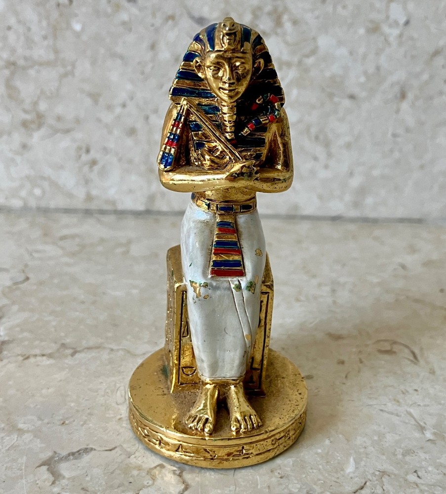 Mini Egyptian Pharoah Figurine Figure 2-3/4" - Signed