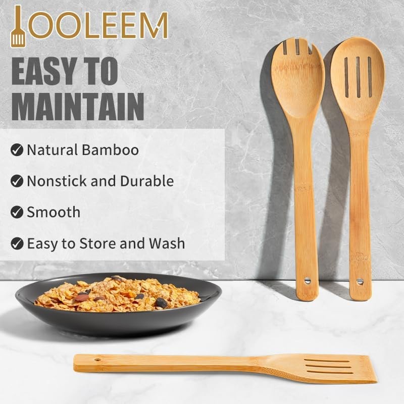 6 Piece Bamboo Wooden Spoon Set
