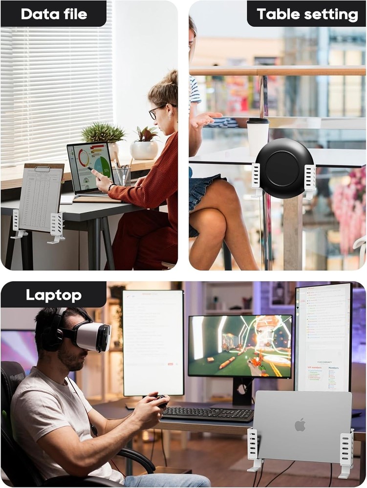 Desk Side Laptop Holder, Storage, No Drill White