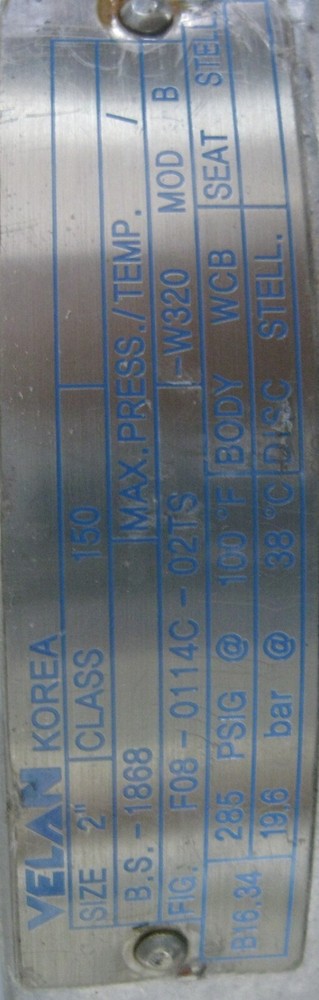 VELAN 2” 150 WCB FLANGED RAISED FACE CHECK VALVE