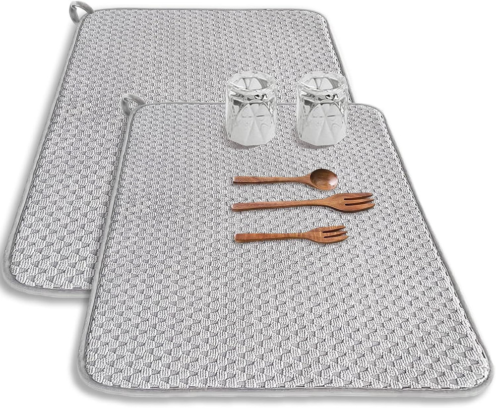 2 Pack Microfiber Dish Drying Mat,24*17 inch Absorbent Drainer Kitchen...