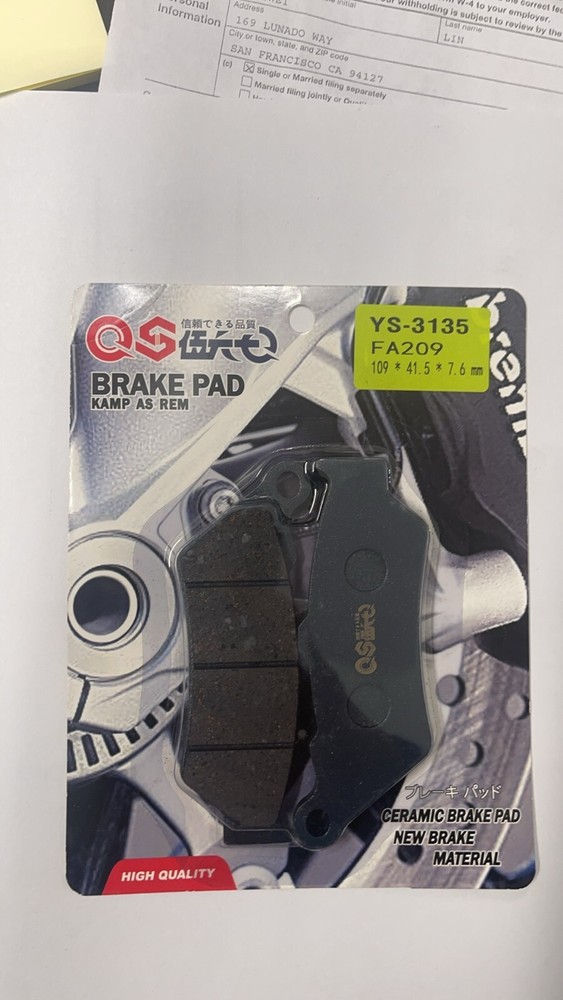 Zero DS/DSR/FX/FXS/S/SR Ceramic Front Brake Pads, YS-3135 (FA 209)