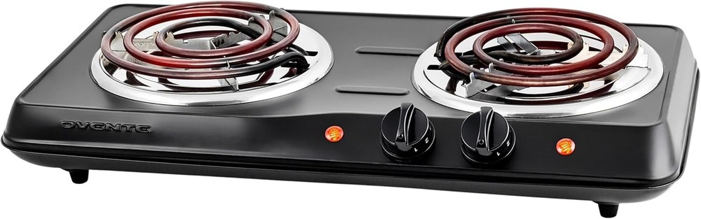 1700W Double Burner Stainless Steel Black
