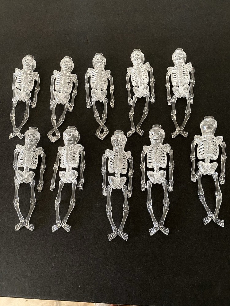 New (10) Spooky Halloween Clear Skeleton String Light Covers With Light Strand