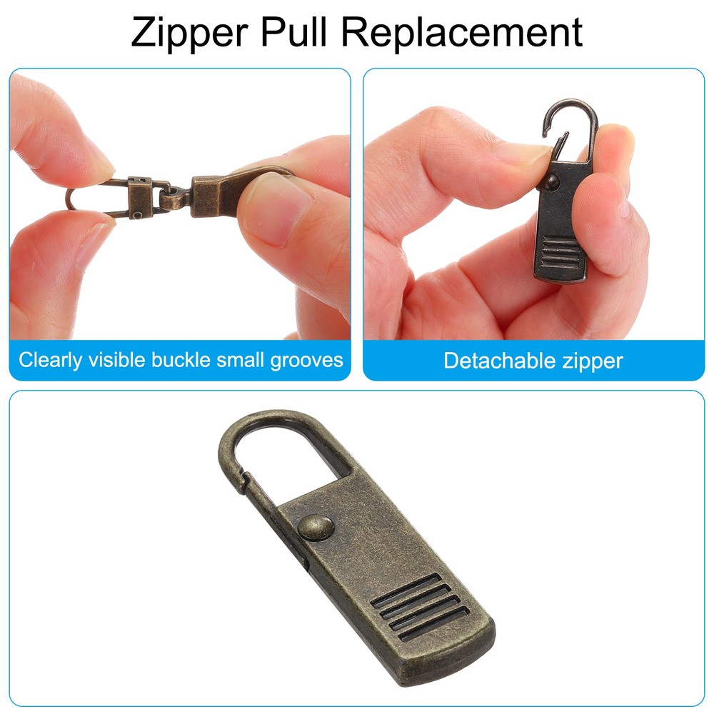 Zipper Pull Replacement, 20 Pcs Zipper Handle Mend Fixer Repair, Bronze