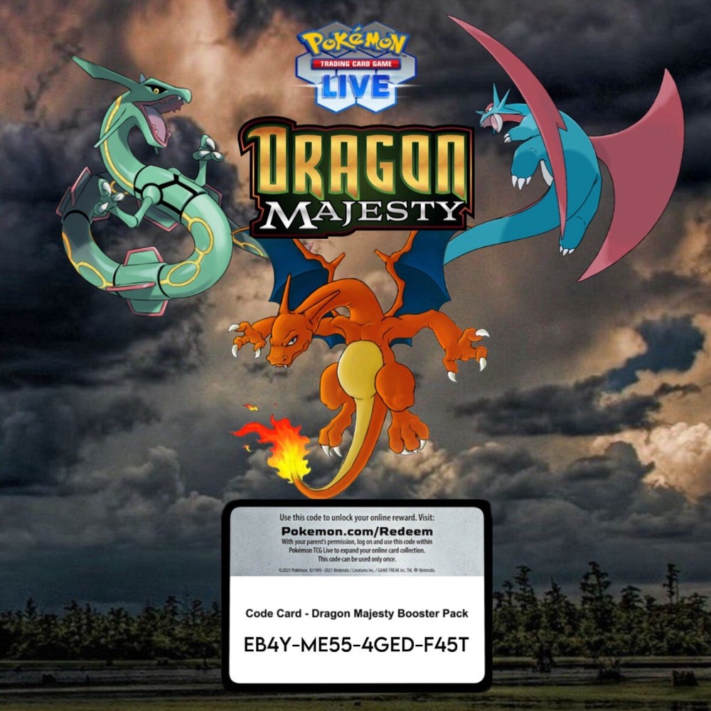 PTCGO Live! - “Dragon Majesty Booster - Digital Code Card - MESSAGED FAST