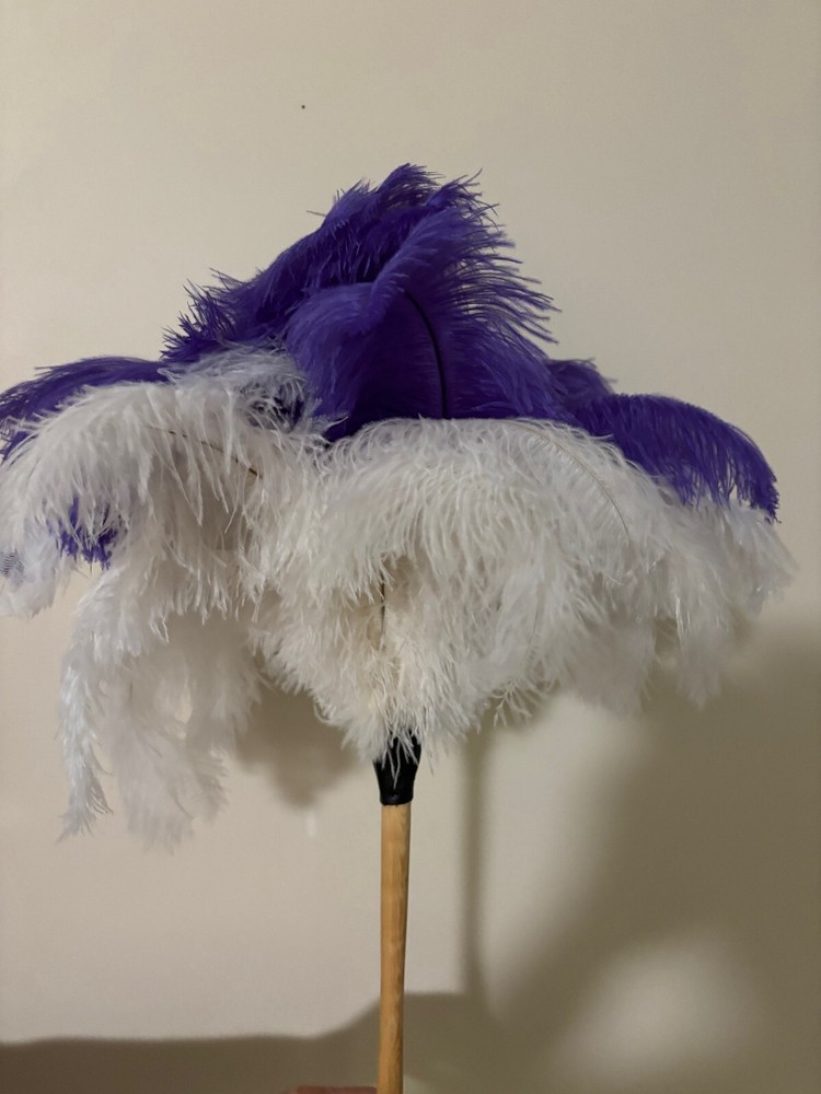 Purple /white soft first grade soft ostrich feather display duster
