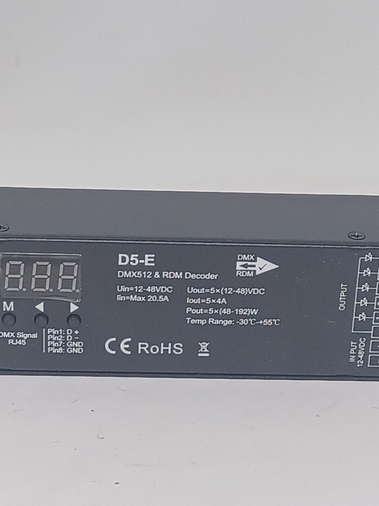 5CH DMX 512 & RDM Decoder RGB Controller DC12V 24V 48V PWM Dimming