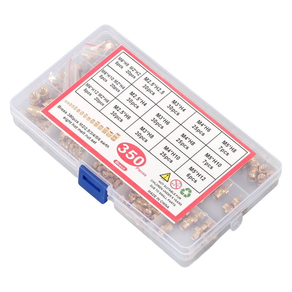 350Pack threaded inserts assortment kit M2-M6 metric internal thread rolled