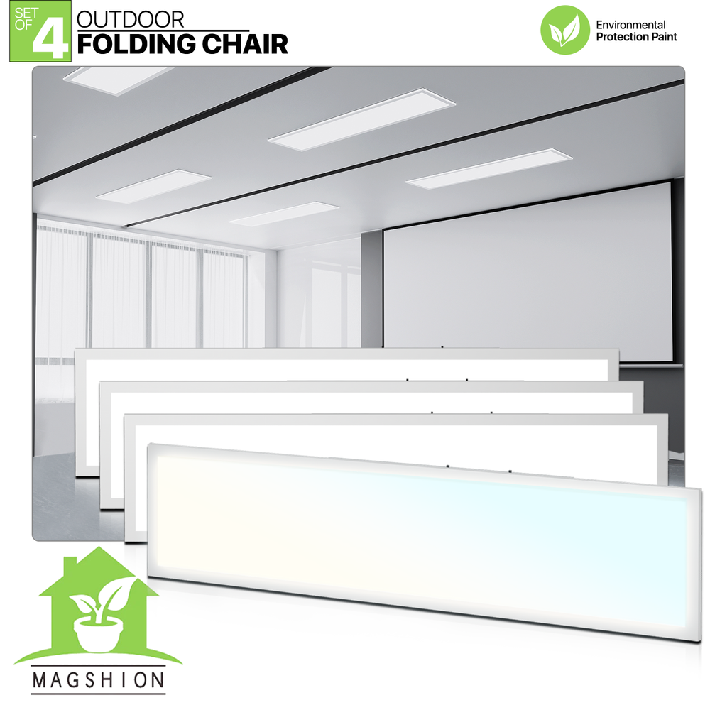 4 Pcs 1x4 LED Flat Panel Light 4000LM 5000K Dimmable Drop Ceiling Troffer Light