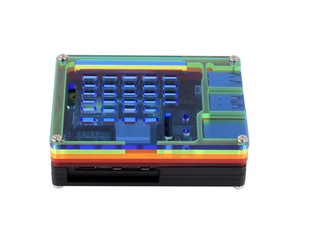 Waveshare Rainbow Acrylic Case For Raspberry Pi 5 Support Official Active Cooler