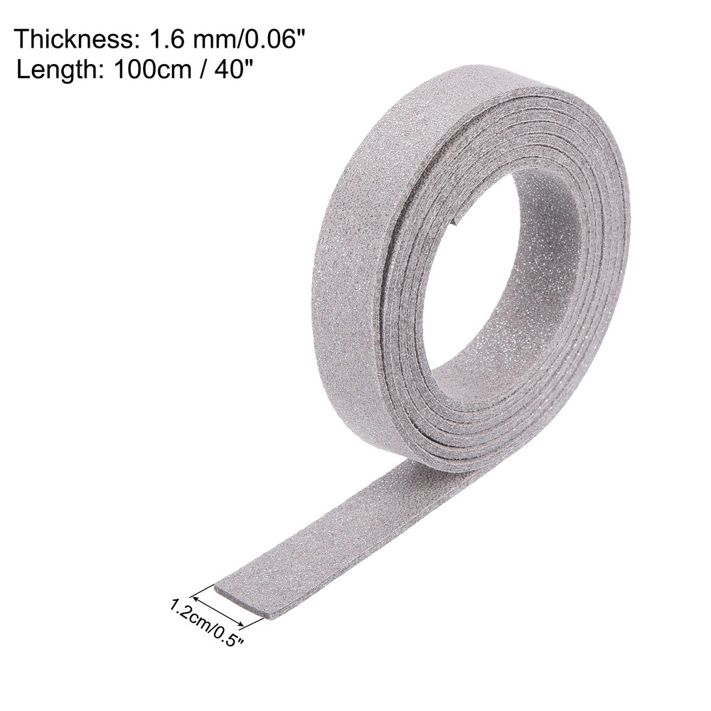 Leather Straps Strip Belt 1.2cm(0.5" Width) Leather Strips Bright Silver