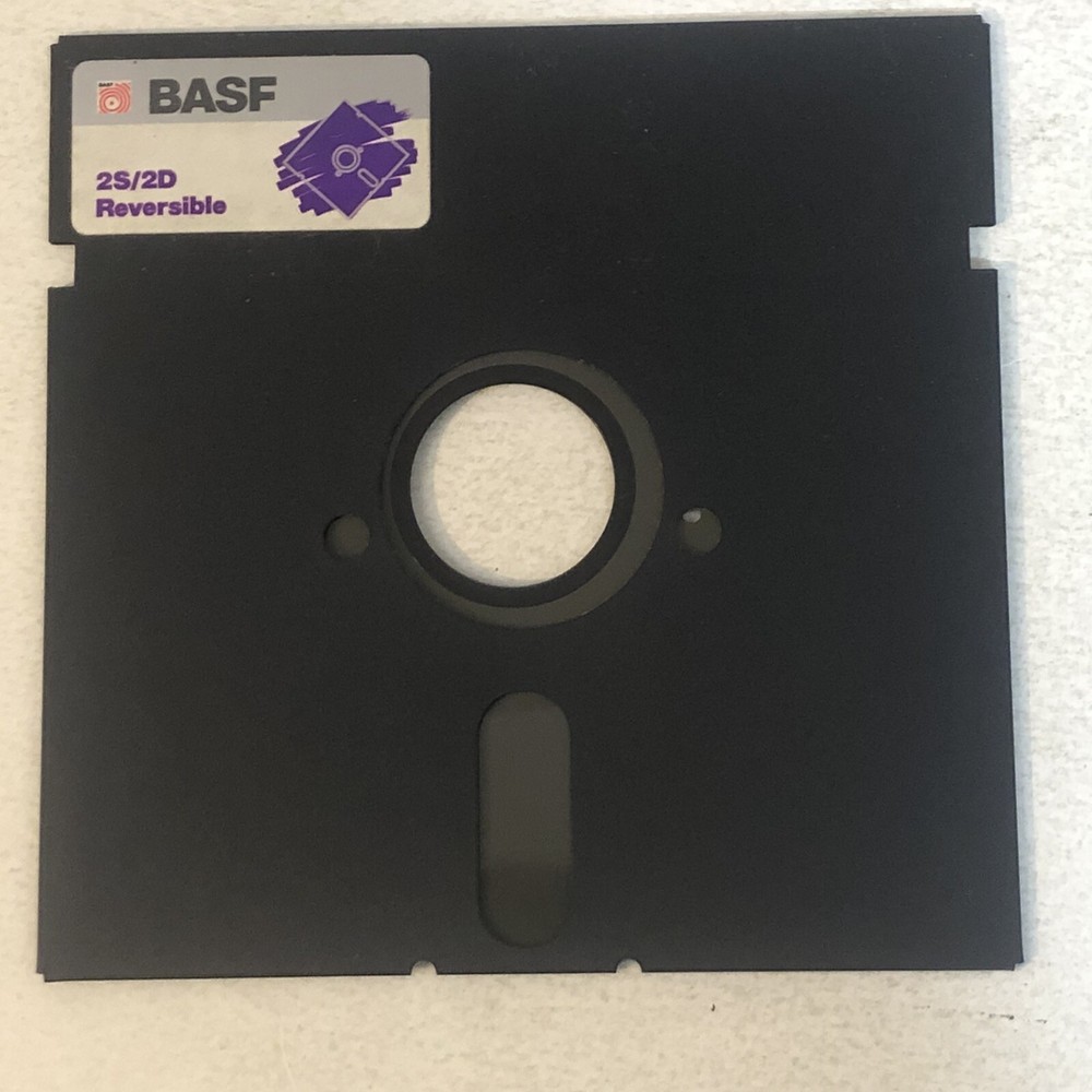 Vintage BASF 2S/2D Reversible Black Floppy Disk