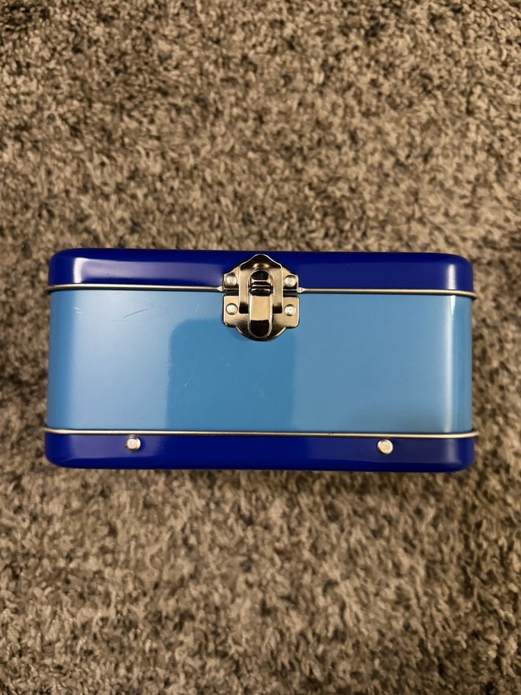 Vintage Nintendo Pokemon Storage Box Tin Mini Lunchbox Blue Empty