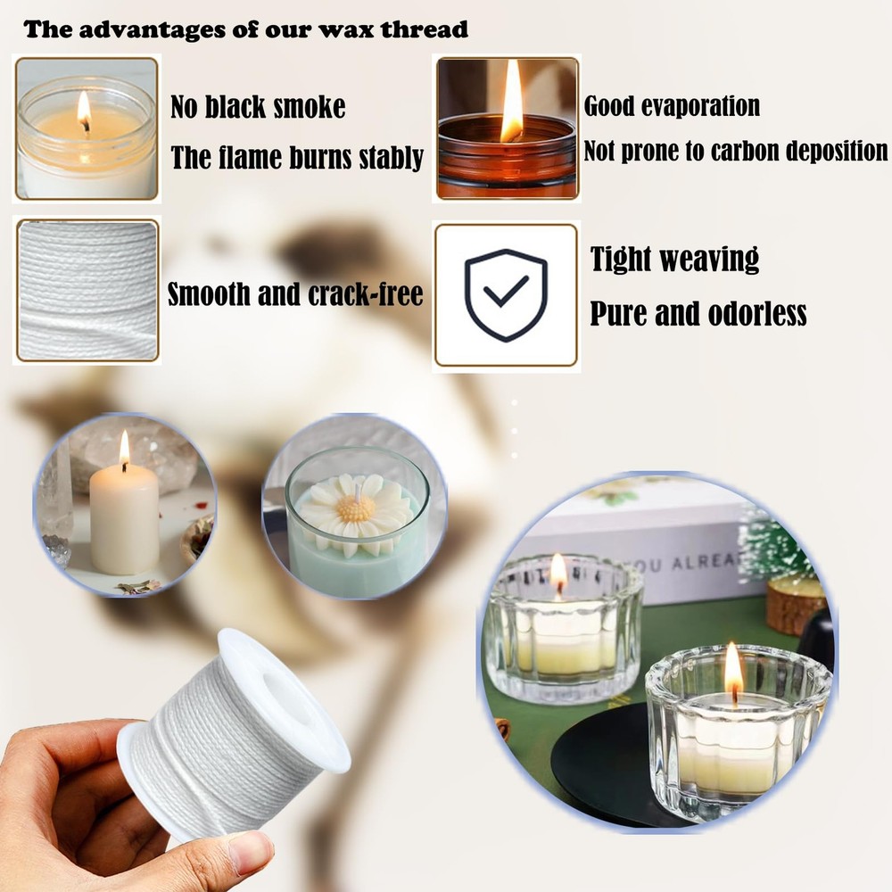 31PCS Wick Kits for Candle Making Wicks Inserting Nursing with Storage Bag La...