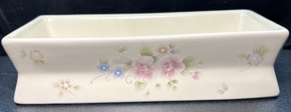 Pfaltzgraff Tea Rose Stoneware Rectangle 4 Wick Brick Candle Holder