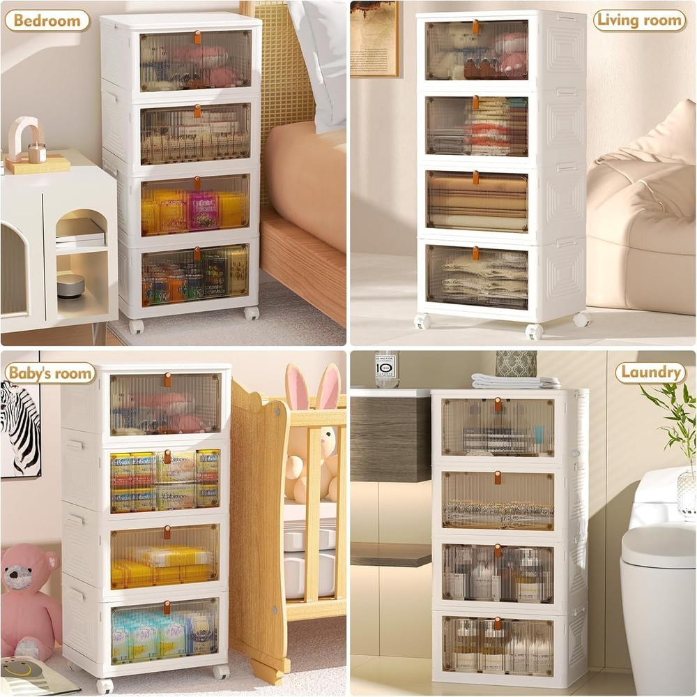 NEW.Four-Tier Plastic Storage Bin with Lid (23-Quart Capacity)