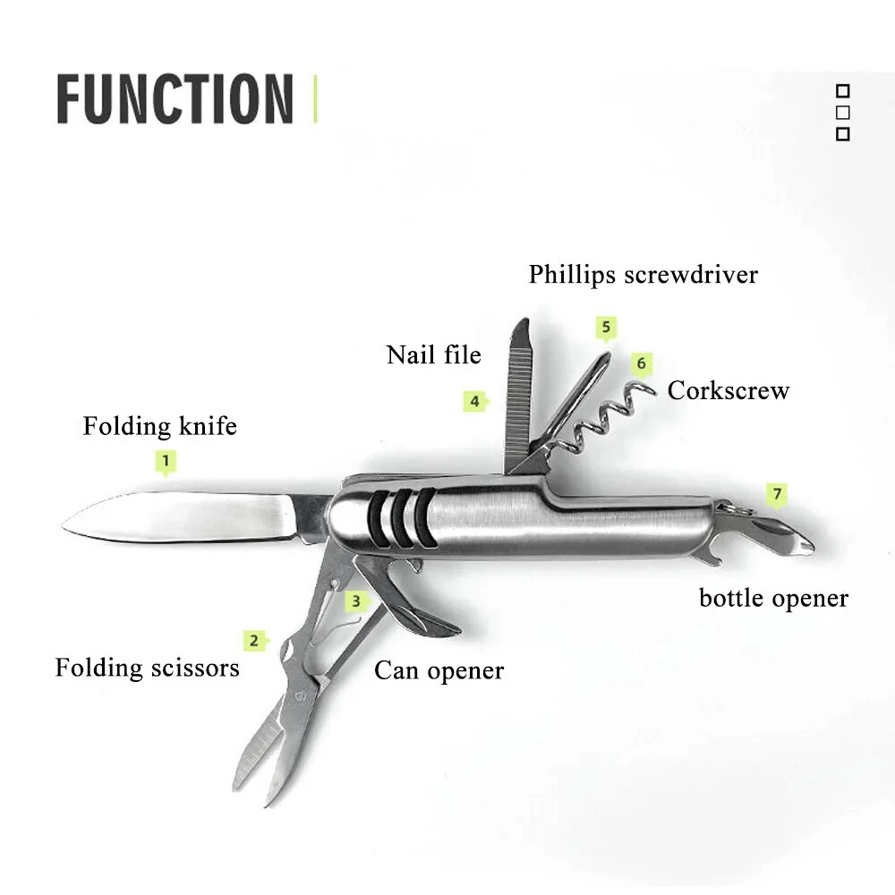 Personalized 7 Tools Multifunctional Stainless Steel Custom Pocket Folding Knife