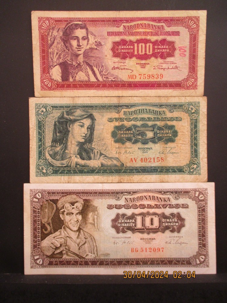 YUGOSLAVIA CURRENCY DATED 1955-1965