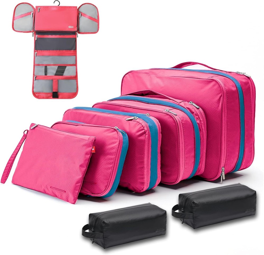 BeeNesting Waterproof Compression Packing Cubes 5/6/8 sets, Large Travel Pack...
