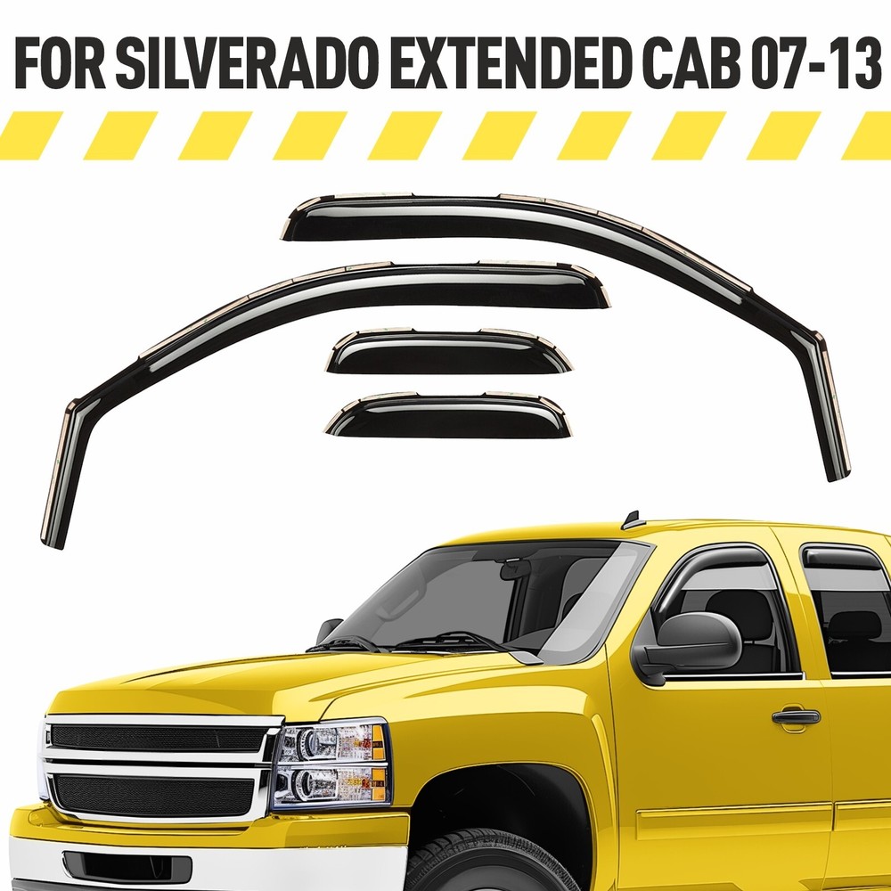 Rain Guards Vent Visors Shade for 2007-2013 Chevy Silverado Extended Cab