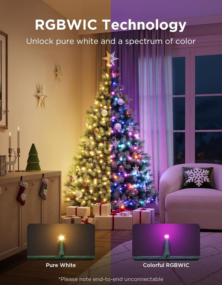 Govee Christmas Sparkle String Lights 99ft, RGBWIC String Lights