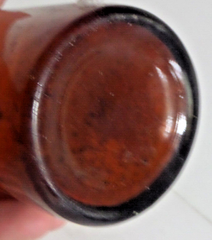 brown glass bottle applied handle antique EMPTY