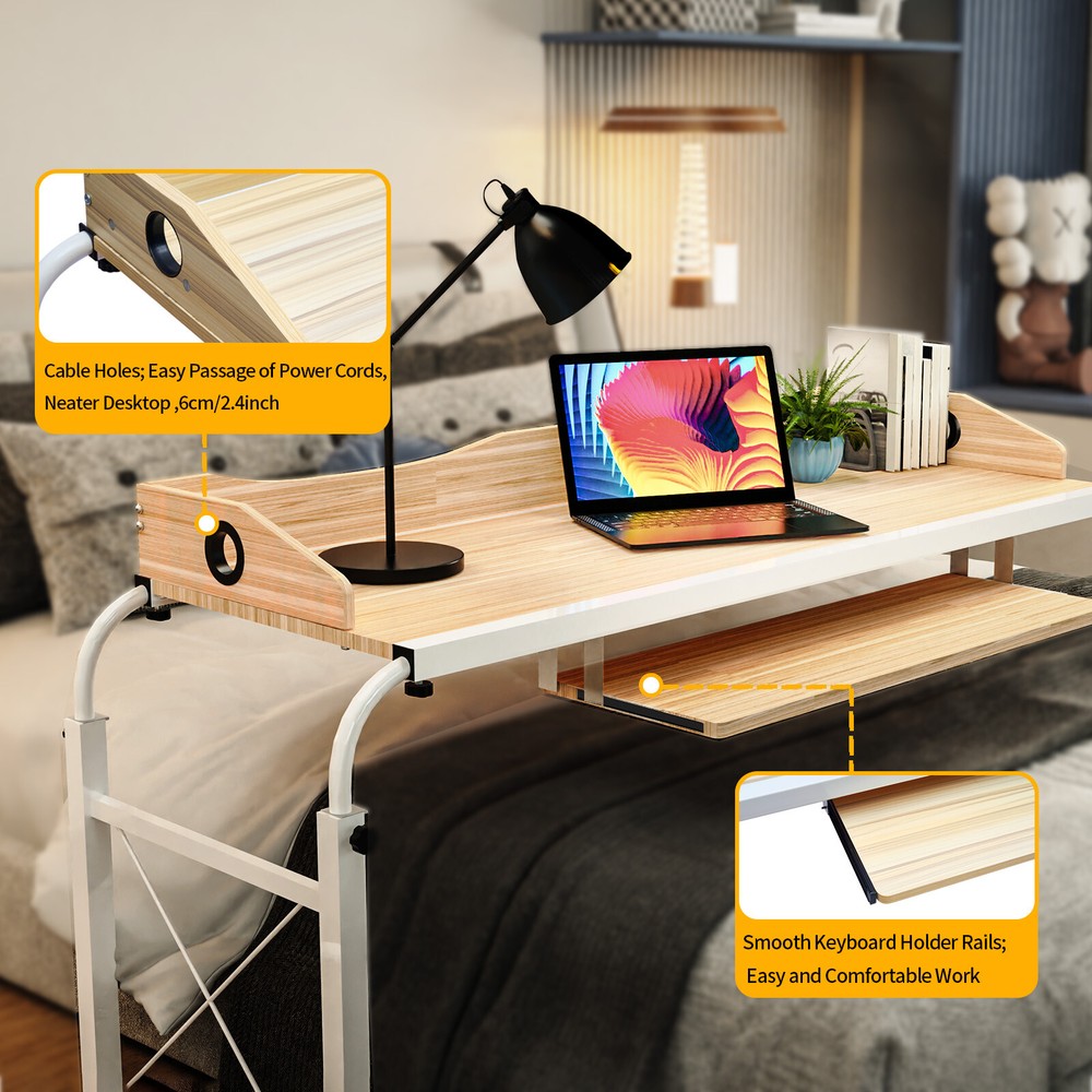 Multifunctional Mobile Adjustable Height & Width Desk for Home Office