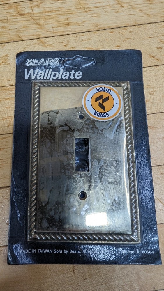 Vintage Style Solid Brass Light Switch Wall Plate Cover "New Never Open"