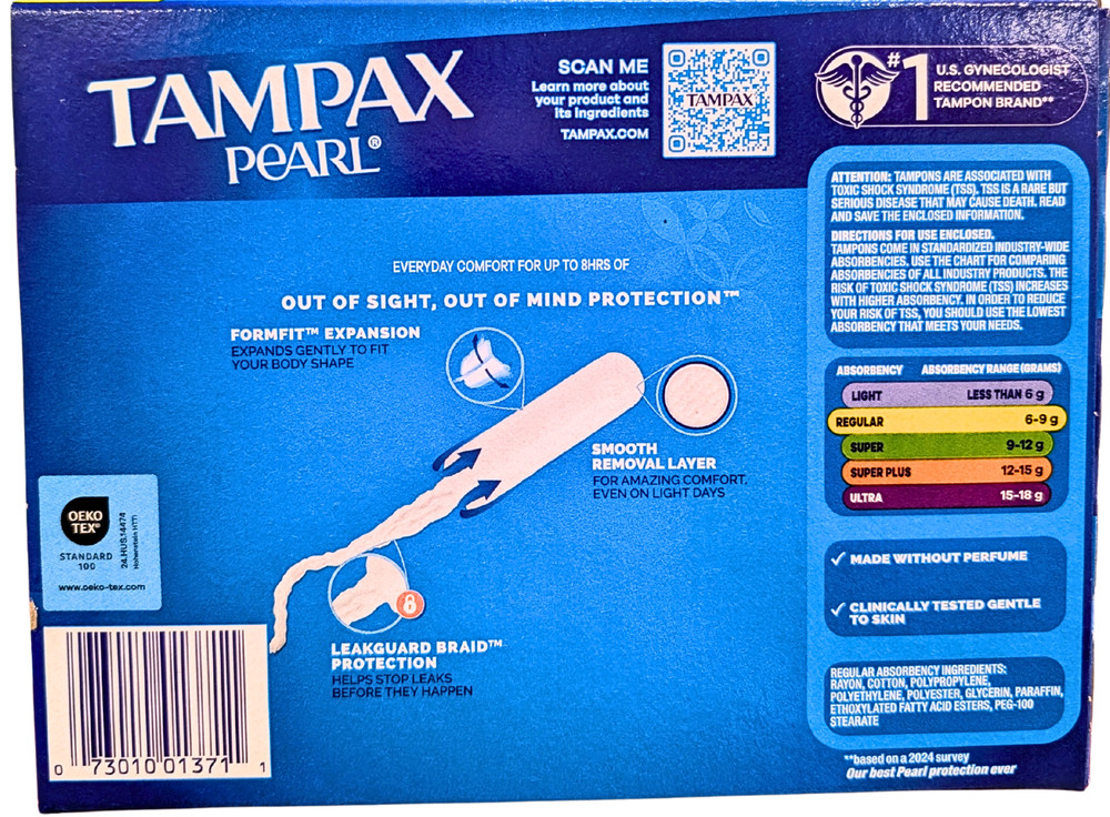 Tampax Pearl Regular Tampons 96 Count