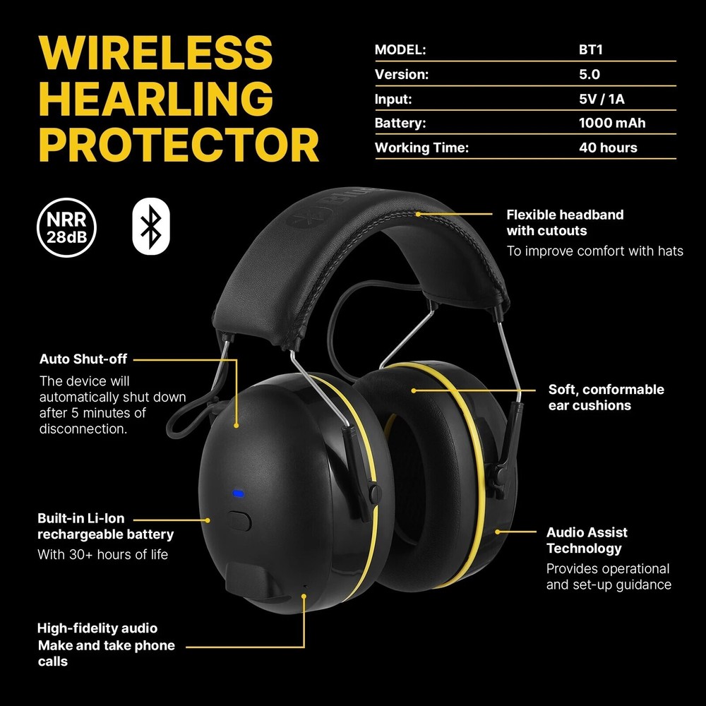 Shooting Earmuff Connect Hearing Protector with Bluetooth Technology 28dB NRR