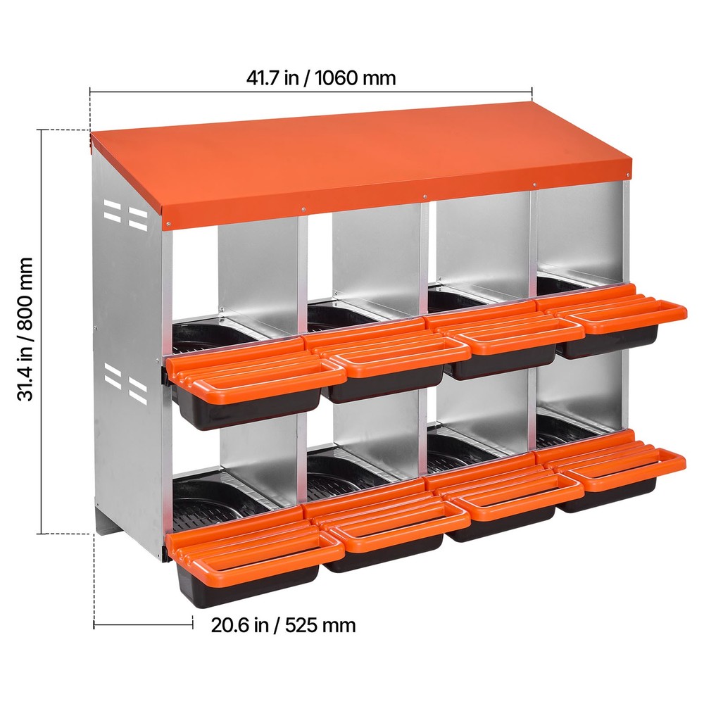 Uimoso 2-Tier Chicken Nesting Box with 8 Compartments for Egg Collection