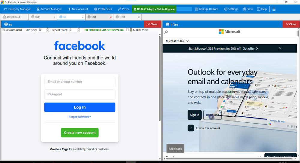 ProfileHub Multi Account Browser Manager Windows 10/11 Proxy Password Manager