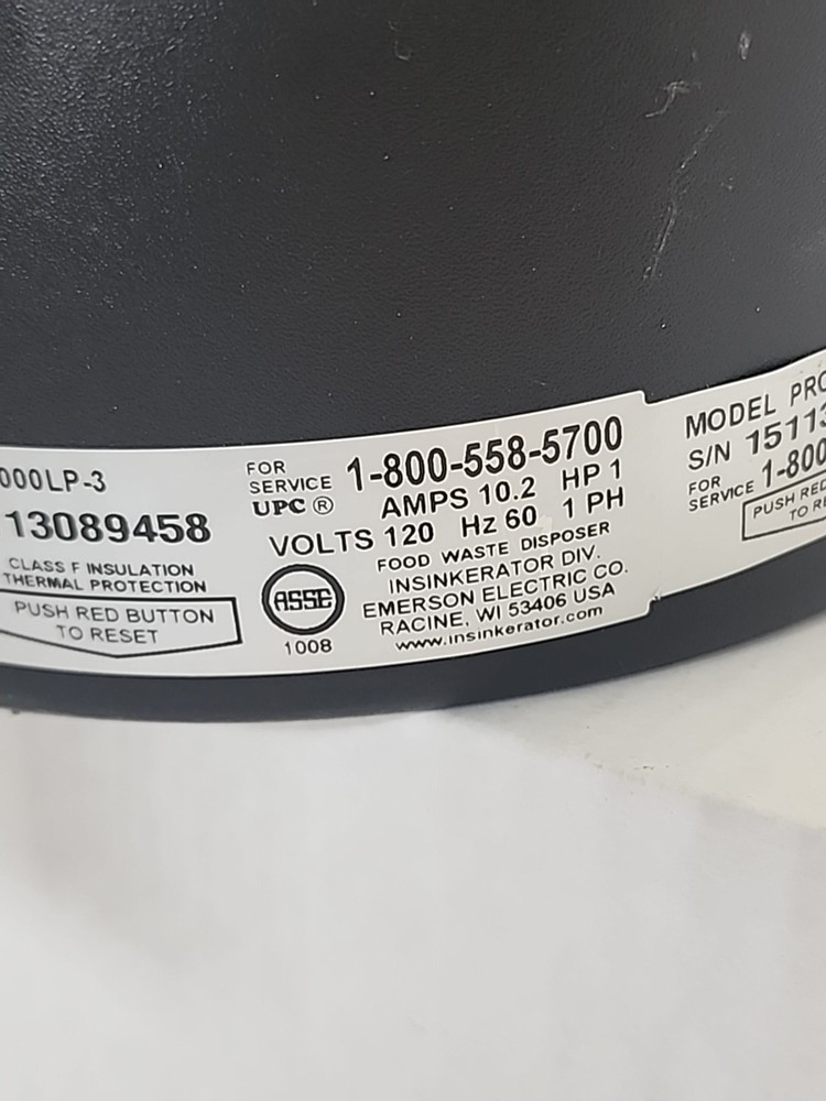 InSinkErator Evolution Series Pro 1000LP Disposal, 1HP w/Cord - Black Pre owned