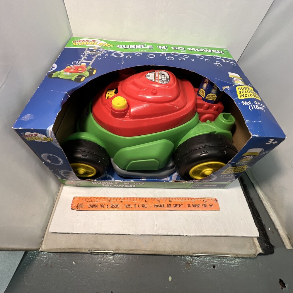 Maxx Bubbles Bubble-N-Go Toy Mower with Refill Solution NIB