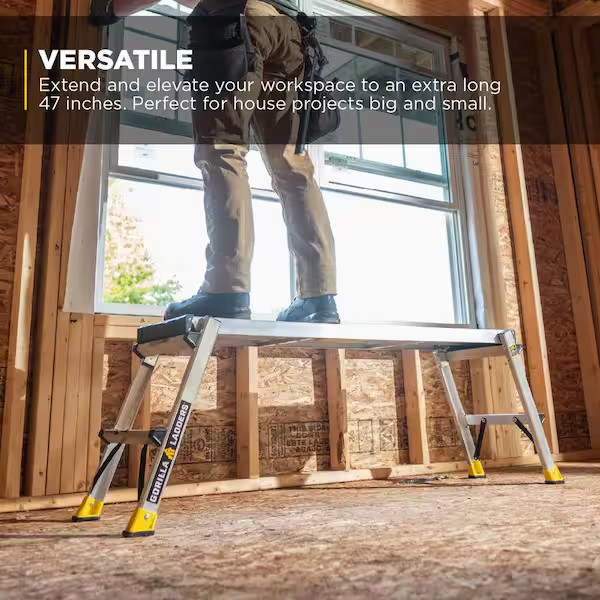Gorilla Ladders Work Platform Aluminum Folding Step Bench 4ft 300lb Heavy Duty
