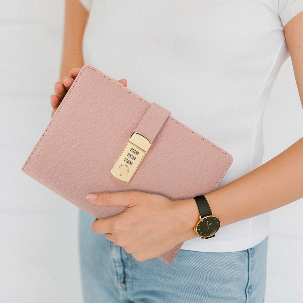 Aesthetic Diary with Lock – Beautiful Leather Journal with Easy to Change Cod...