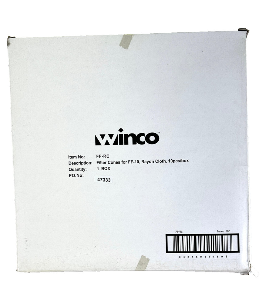 Winco Rayon Cloth Filter Cones for FF-10, White, 10Pcs/Pack