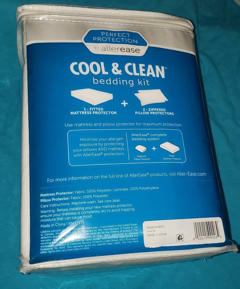 Perfect Protection Allerease Cool & Clean Bedding Kit 3 Pc-Queen NEW FREE SHIPPN