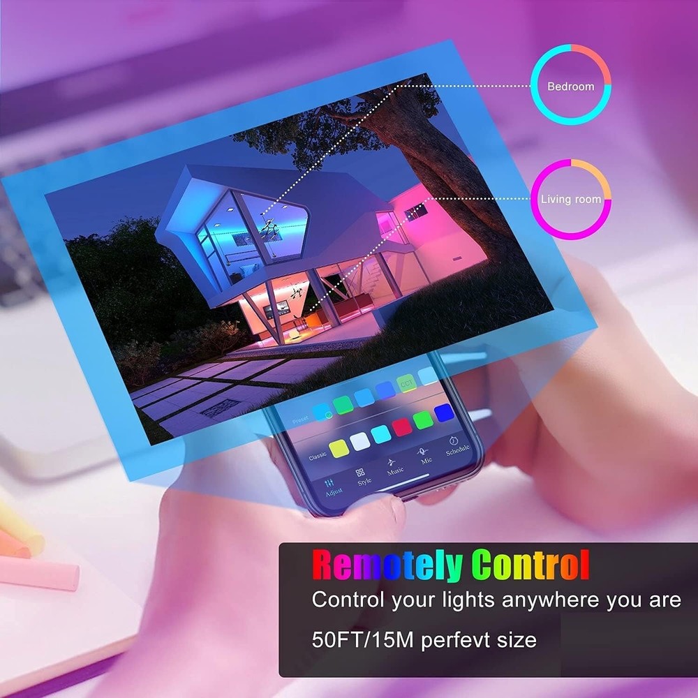 Keepsmile Led Lights Strip Bluetooth Smart APP Control RGB Color Changing