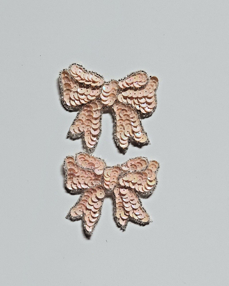3" Pink Bows Applique Patch set of 2