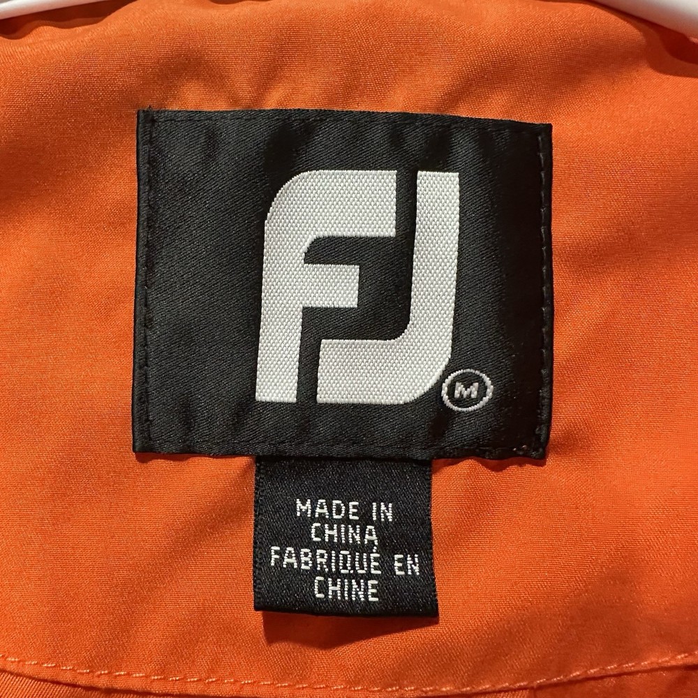FootJoy Jacket Mens Medium Orange Long Sleeve Golf Windbreaker Snap Pullover EUC